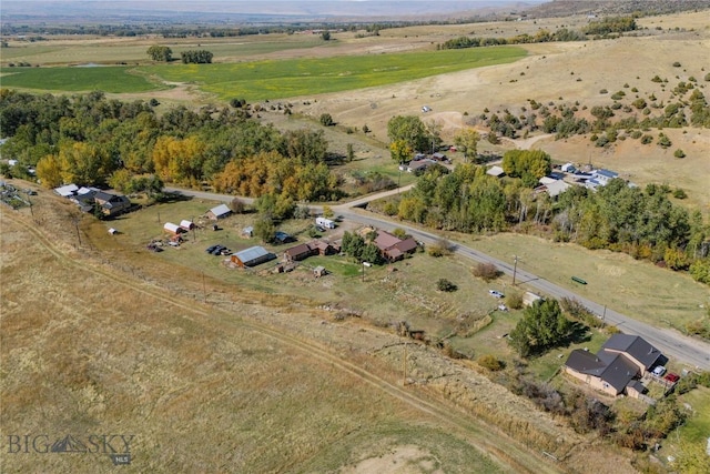 drone / aerial view with a rural view