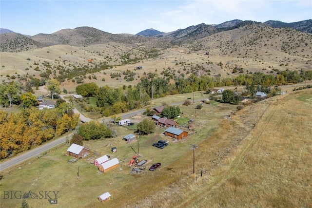 aerial view with a mountain view