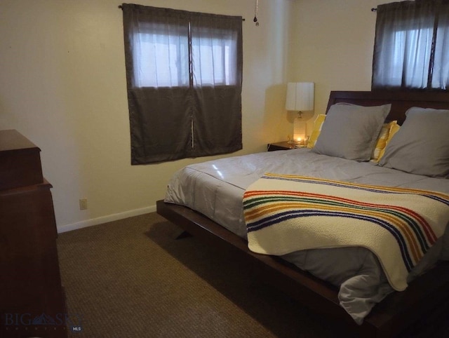 carpeted bedroom featuring multiple windows