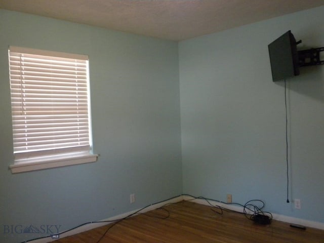 spare room featuring wood-type flooring