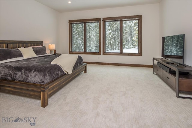 2250 Outlook Trl, Big Sky, MT 59716 - bedroom featuring light colored carpet and recessed lighting