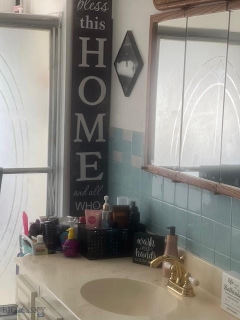 details with vanity and backsplash