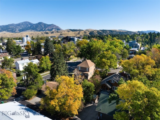 bird's eye view with a mountain view