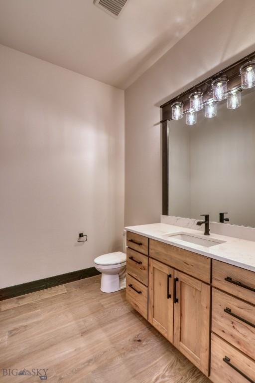 119 Clancy Way, Bozeman, MT 59718 - bathroom with vanity, wood finished floors, and toilet