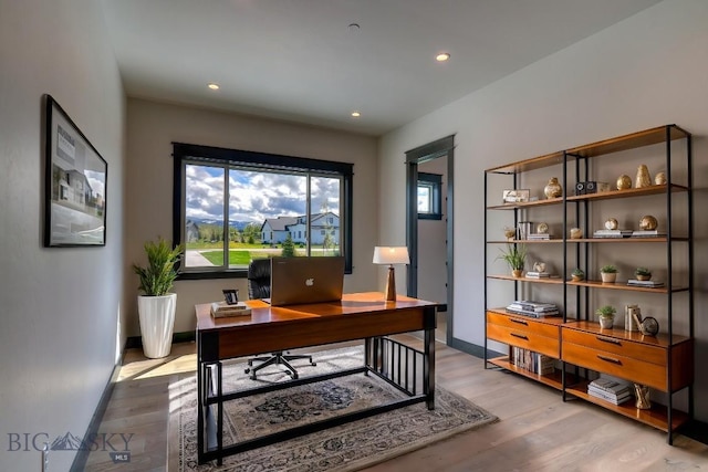 119 Clancy Way, Bozeman, MT 59718 - office with wood finished floors, baseboards, and recessed lighting