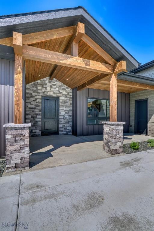 119 Clancy Way, Bozeman, MT 59718 - entrance to property featuring board and batten siding and stone siding