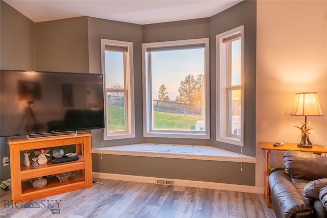 living room featuring light wood-type flooring