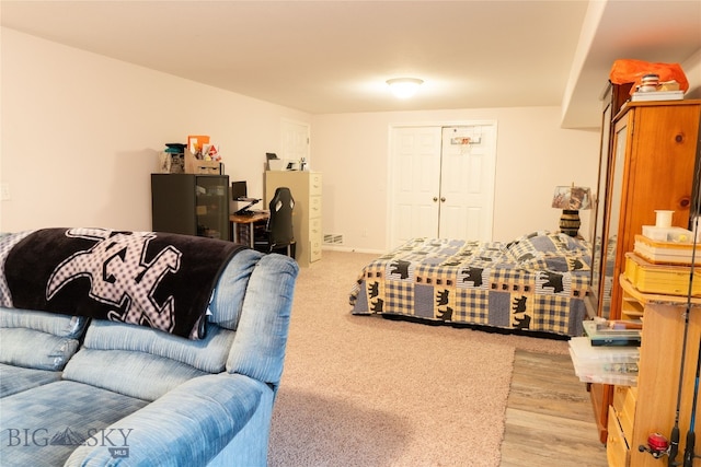 living room with light hardwood / wood-style flooring