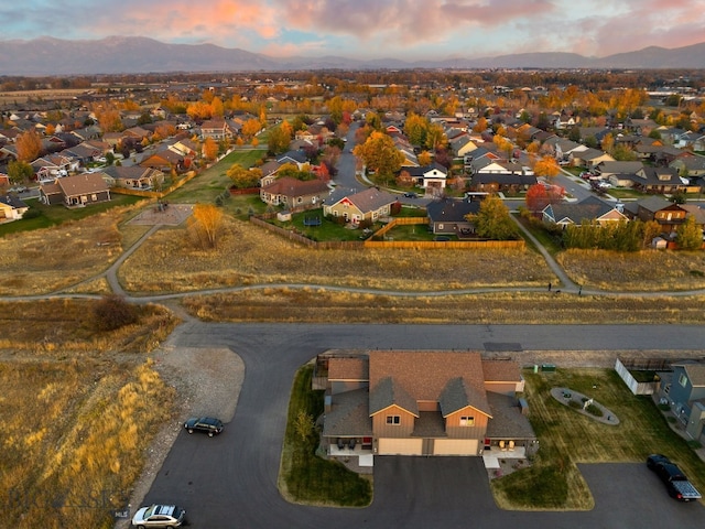 view of aerial view at dusk