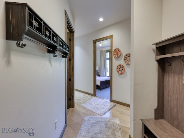 mudroom featuring light hardwood / wood-style flooring