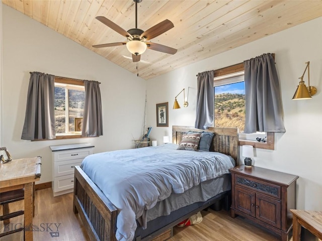 23 Caspari Way E, Emigrant, MT 59027 - bedroom with wood ceiling, light wood-type flooring, lofted ceiling, and a ceiling fan