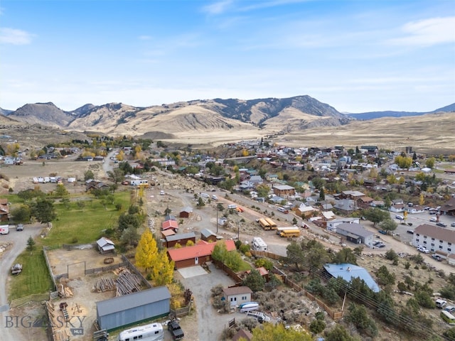 drone / aerial view with a mountain view