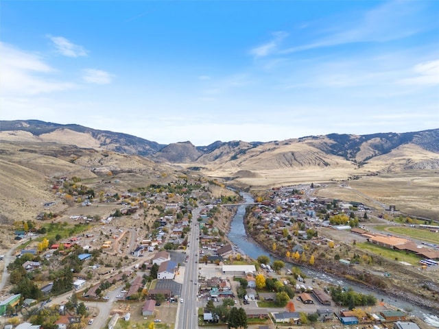 drone / aerial view with a mountain view