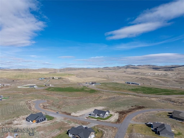 aerial view with a mountain view