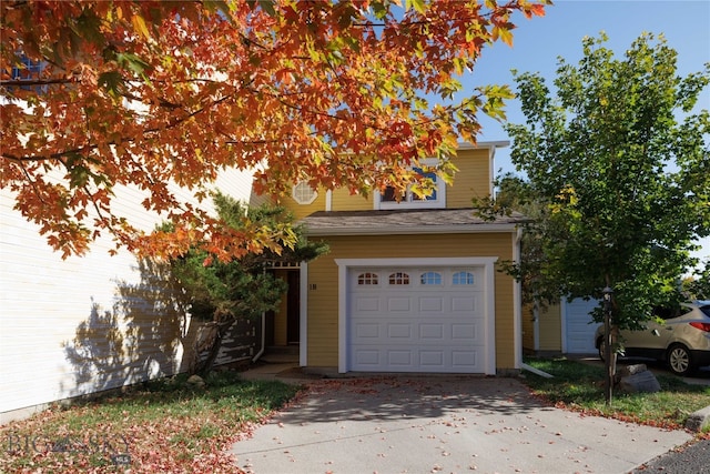 exterior space featuring a garage