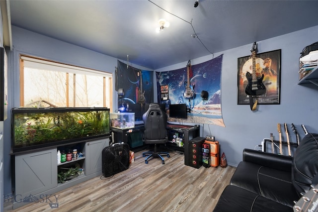 office area featuring light hardwood / wood-style flooring