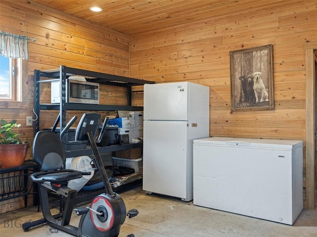 193 Tobe Rd, Ennis, MT 59729 - misc room featuring wood walls, wood ceiling, recessed lighting, and concrete floors