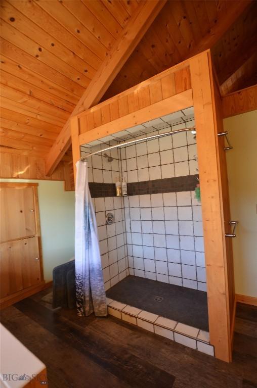 155 Moose Run, Polaris, MT 59746 - bathroom with wood ceiling and wood finished floors