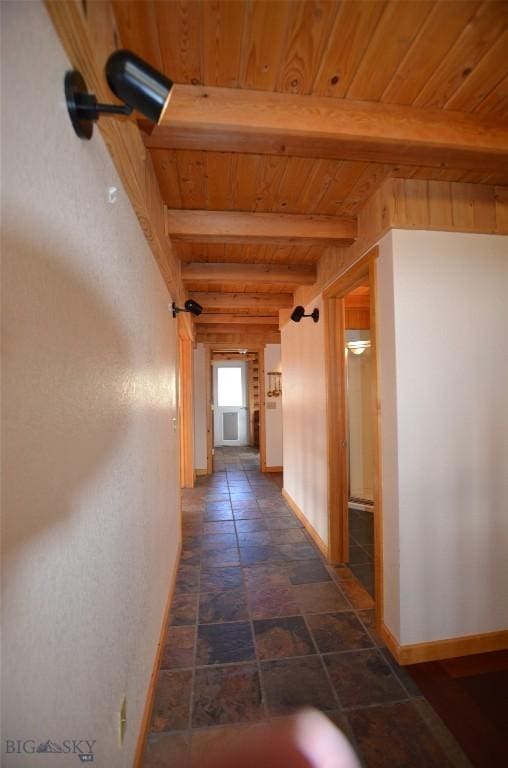 155 Moose Run, Polaris, MT 59746 - hall with a wooden ceiling with exposed beams and baseboards