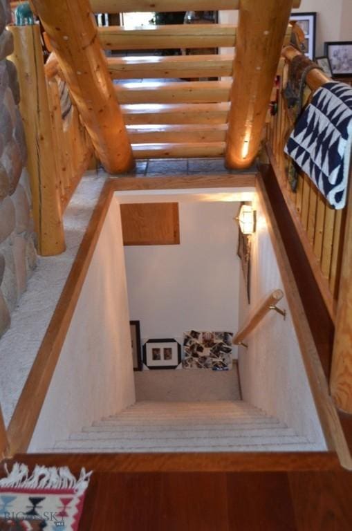 155 Moose Run, Polaris, MT 59746 - stairway featuring wood finished floors