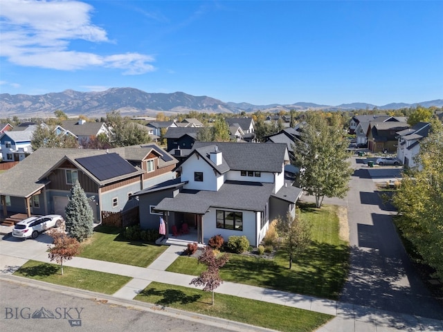 aerial view with a mountain view