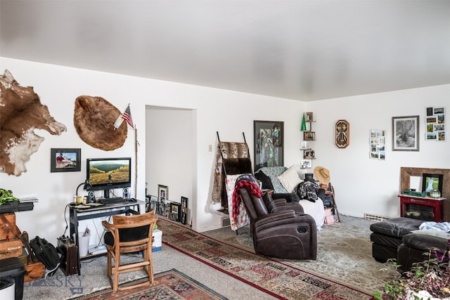 living room featuring carpet floors