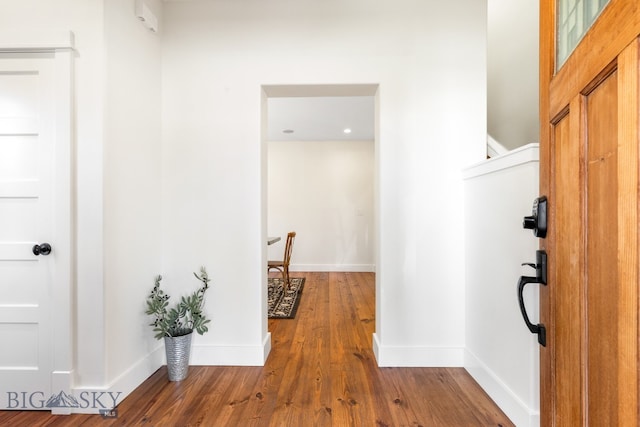 hall featuring wood-type flooring