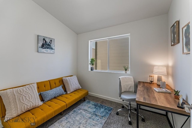 411 Brookline St Unit B, Livingston, MT 59047 - carpeted office featuring vaulted ceiling and baseboards