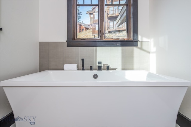 bathroom featuring a washtub