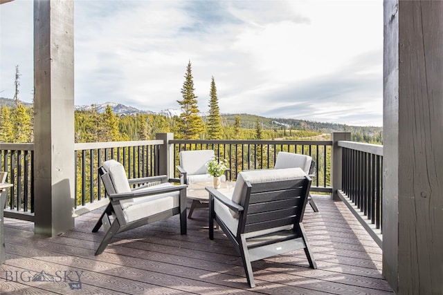 deck featuring a mountain view