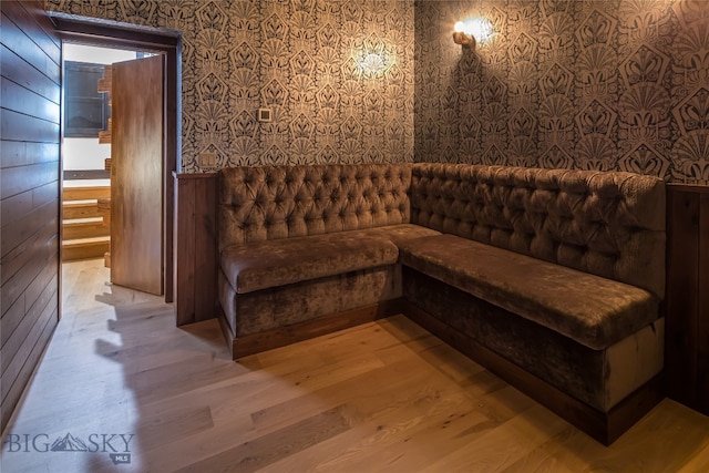 living area featuring hardwood / wood-style flooring