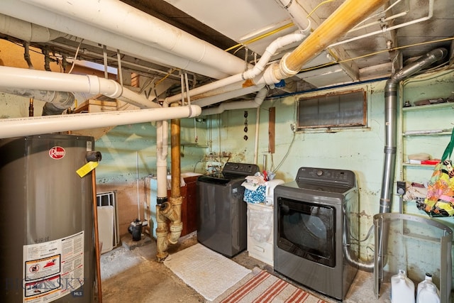 interior space featuring gas water heater and washer and dryer