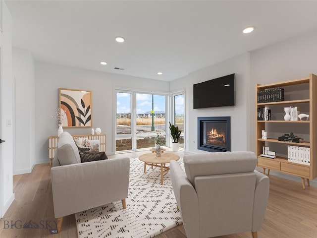 living room featuring light wood-type flooring