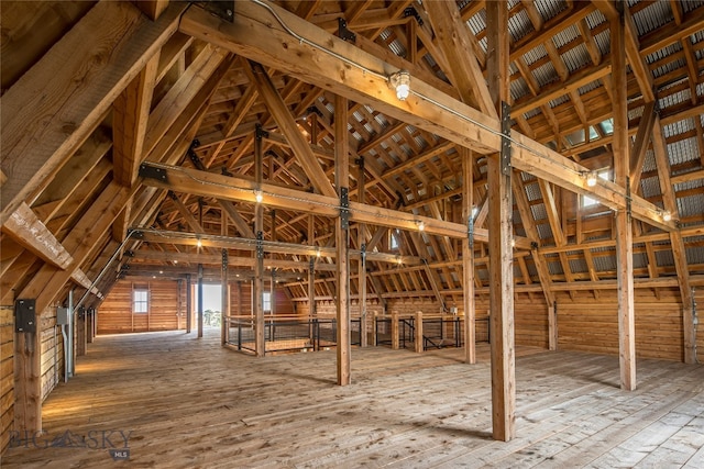 view of unfinished attic