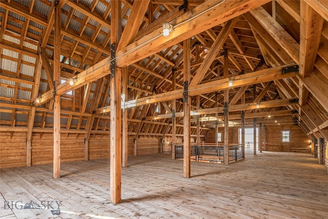 misc room with vaulted ceiling