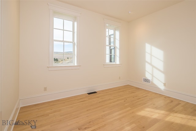 empty room featuring light wood-type flooring and a healthy amount of sunlight