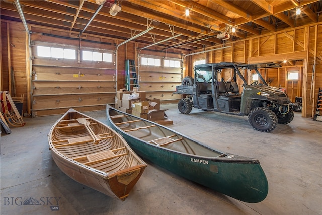 garage with a garage door opener