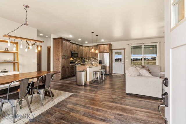 interior space with dark hardwood / wood-style flooring