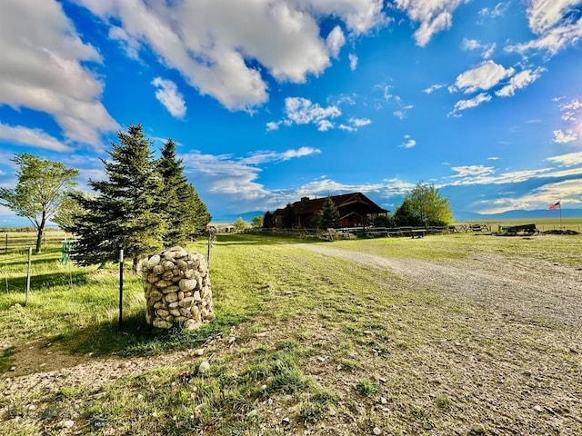 view of yard with a rural view