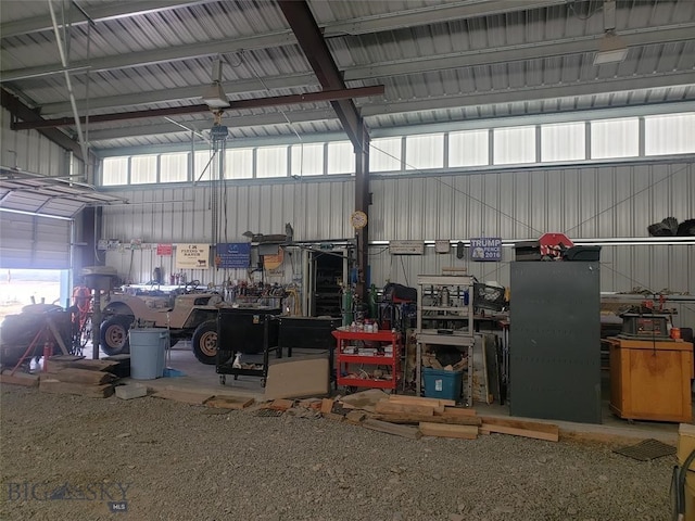 garage featuring a workshop area