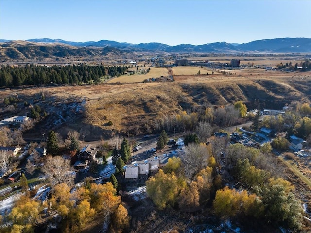 aerial view with a mountain view