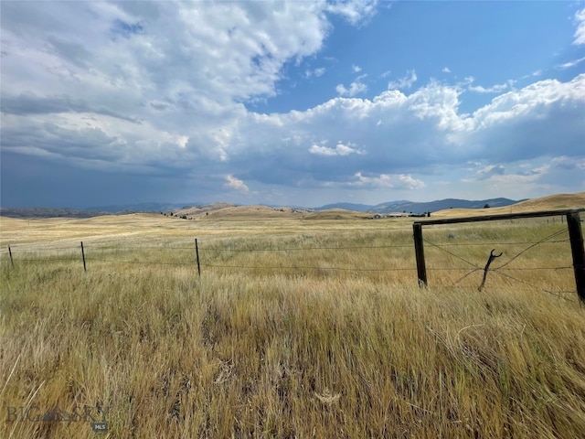 view of yard with a mountain view and a rural view