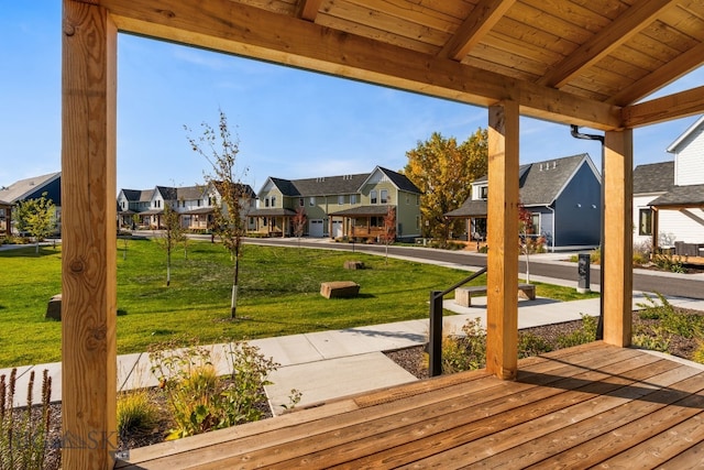 deck featuring a lawn