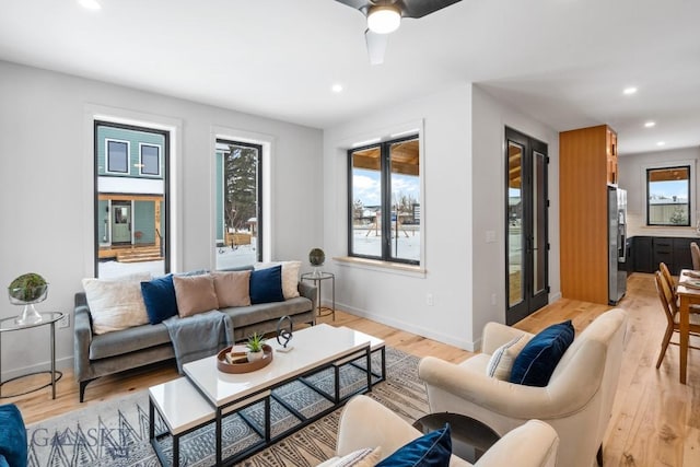 living room featuring light hardwood / wood-style flooring