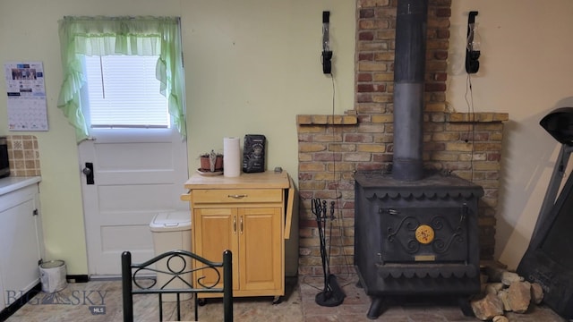 details with a wood stove