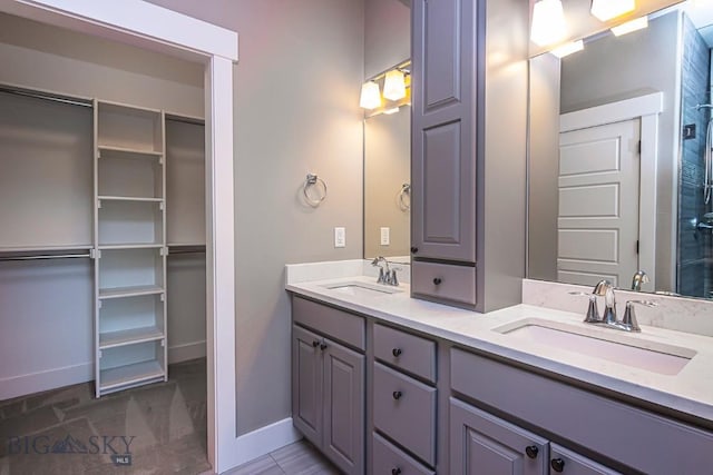 2133 Stewart Loop, Bozeman, MT 59718 - bathroom featuring double vanity, a shower, and a spacious closet