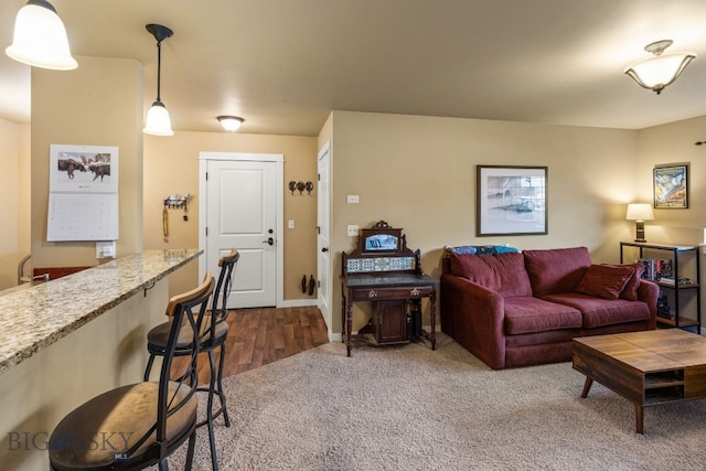 living room featuring dark hardwood / wood-style floors