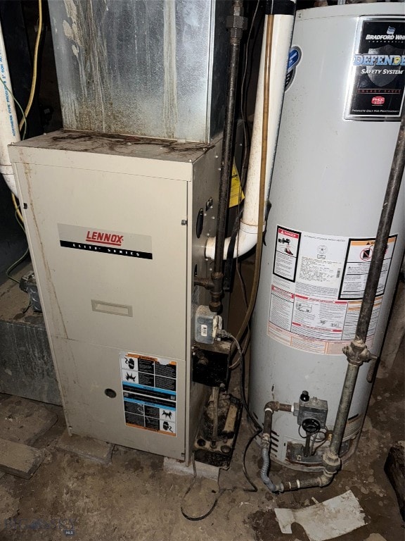 utilities with heating unit and gas water heater