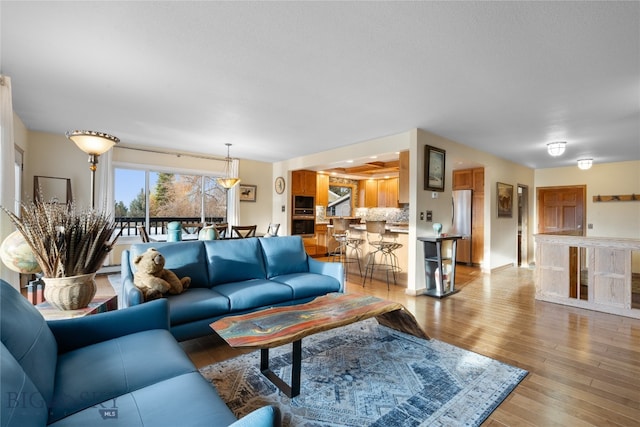 living room featuring light wood-type flooring