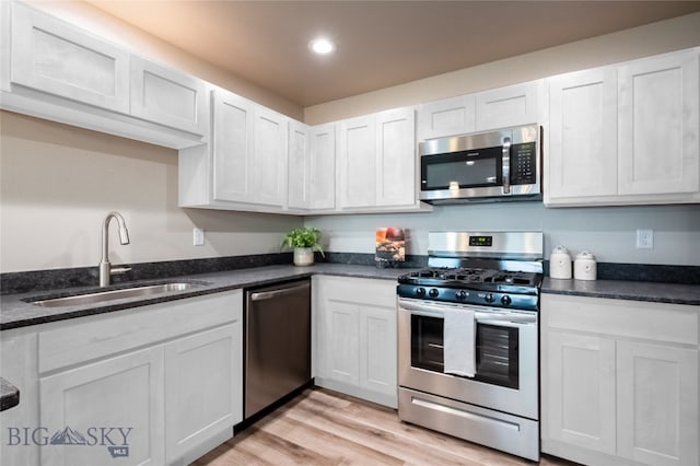 kitchen with white cabinets, sink, and stainless steel appliances